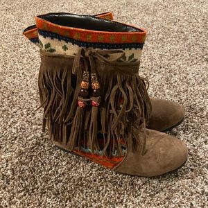 fringe boho ankle booties